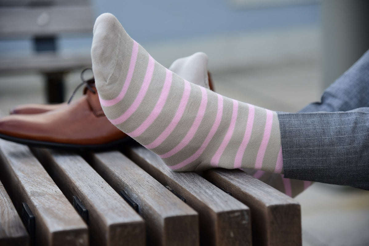 Men's Pink Striped Dress Socks - Fun and Colorful Fit Elite Socks Men's Pink Striped Dress Socks - Fun and Colorful Fit Elite Socks