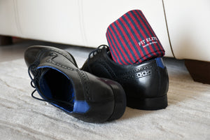 Men's Thin Striped Dress Socks - Blue and Red (Milan)