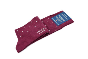 Men's Burgundy Dress Socks with Grey Polka Dots Fit Elite Socks Men's Burgundy Dress Socks with Grey Polka Dots Fit Elite Socks