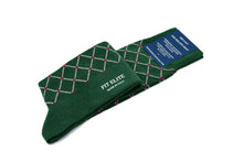 Men's patterned socks, green with red polka dots, mid calf, made in Italy