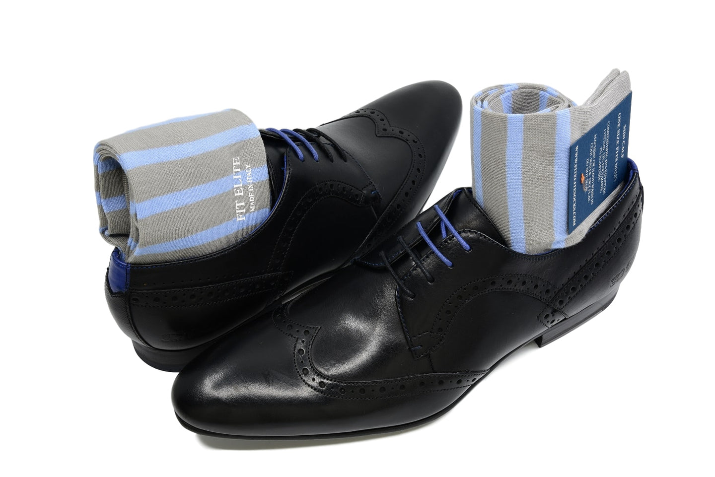 Striped Dress Socks for Men - Light Blue and Grey Fit Elite Socks Striped Dress Socks for Men - Light Blue and Grey Fit Elite Socks