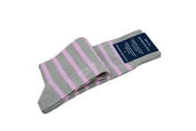 Men's pink dress socks, striped, mid calf, made in Italy